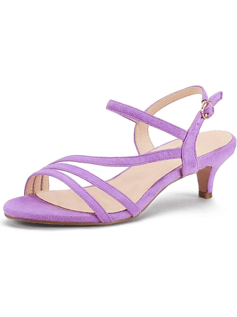 Women's Lilac Comfortable Strappy 2 Inch Open Toe Kitten Bridal Sandals Heels
